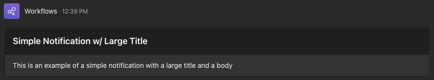 Simple Notification w/ Large Title Example Simple Notification w/ Large Title Example